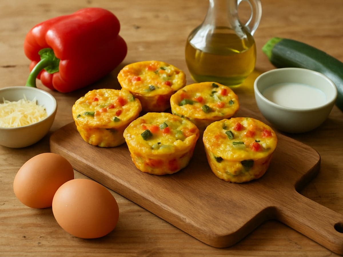 Frittatamuffins met groente op een bord