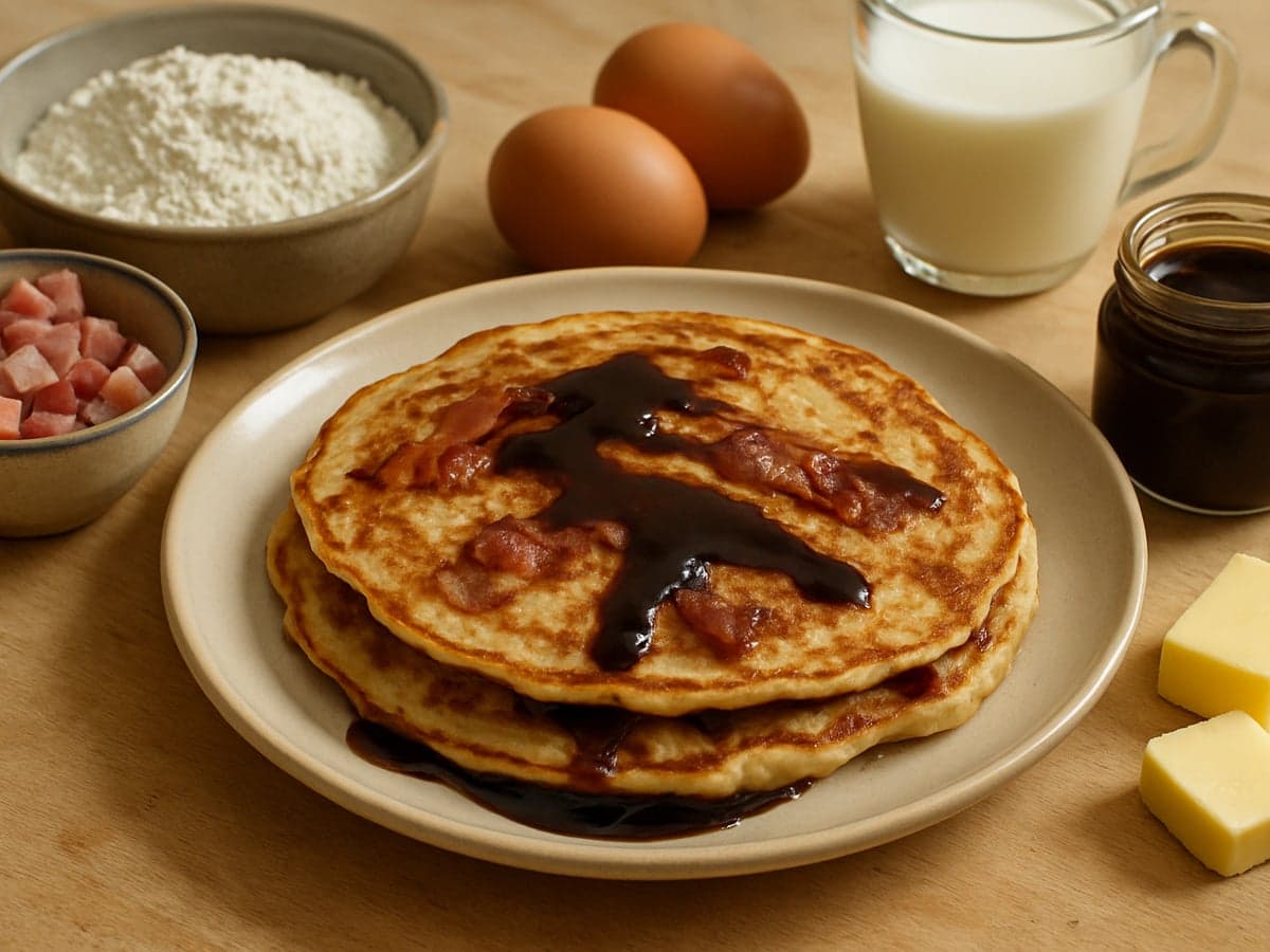 Spekpannenkoekjes met appelstroop op een bord